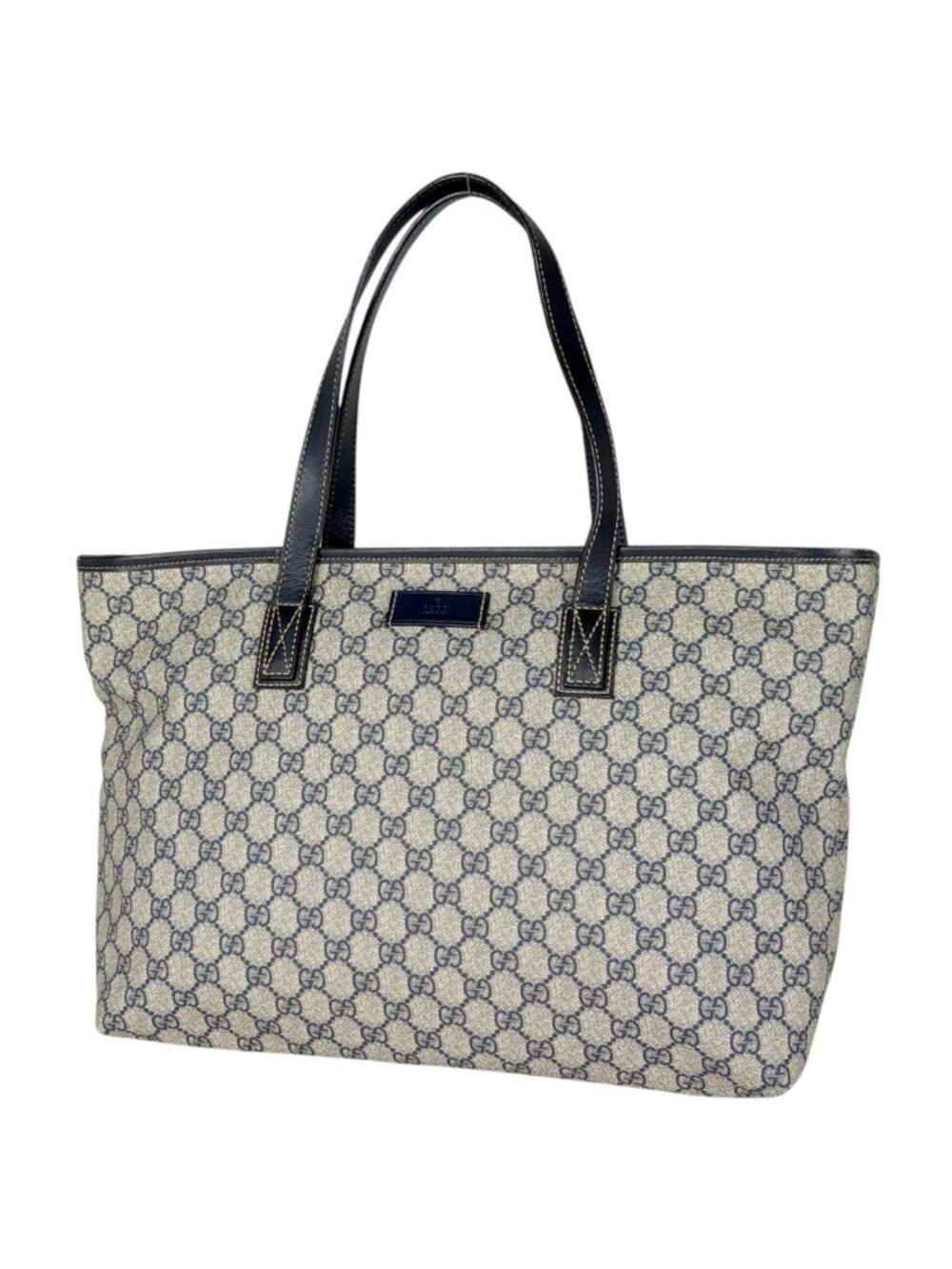 Gucci Tote Bag GG Pattern Beige Navy